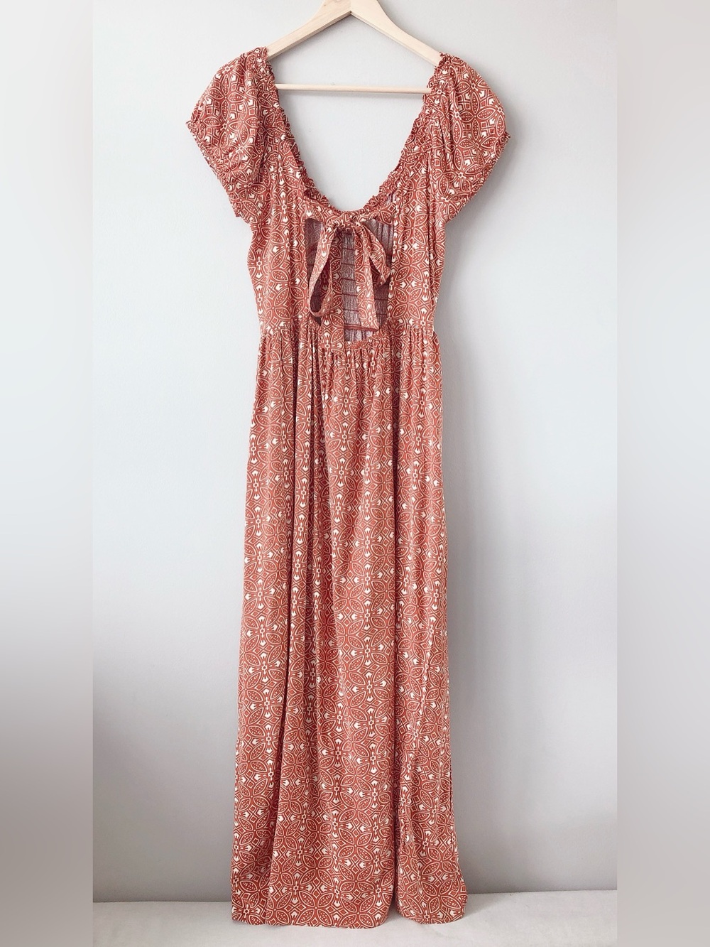 Patrons of Peace Smocked Boho Maxi Dress Geometric Print Women’s Medium long - Picture 2 of 11